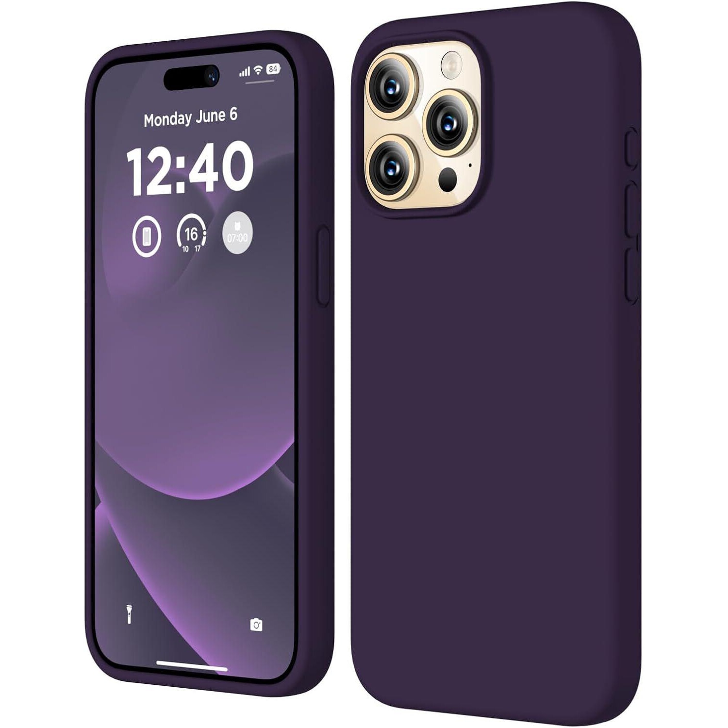 Husa pentru iphone 15 Pro, MingZhi®, husa pentru telefon din silicon lichid, husa pentru intregul corp, rezistenta la socuri, husa pentru telefon ultra subtire, captuseala din microfibra moale rezistenta la zgarieturi, Purpuriu