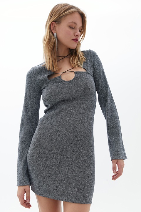 OXXO, Rochie mini cu bretele decorative, Gri