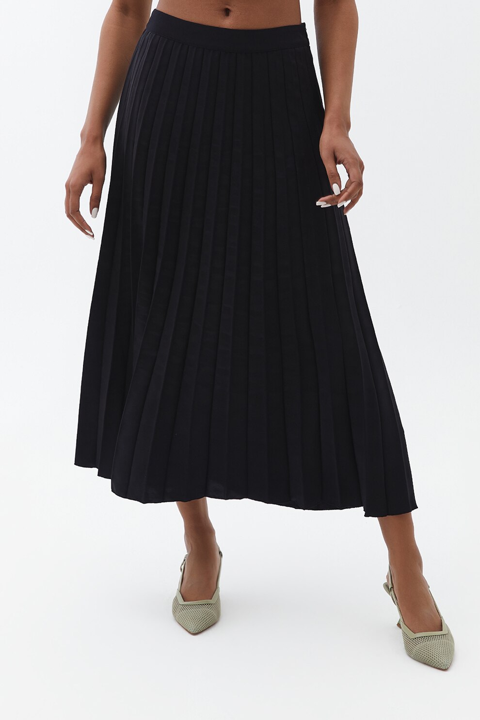 OXXO, Fusta midi cu pliuri, Negru, XS