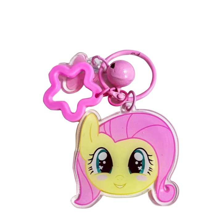 Breloc pentru fetite, acril, 5cm, roz/galben
