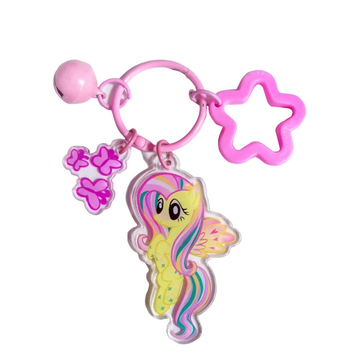 Fluttershy kulcstartó, póni, 5 cm, rózsaszín és sárga