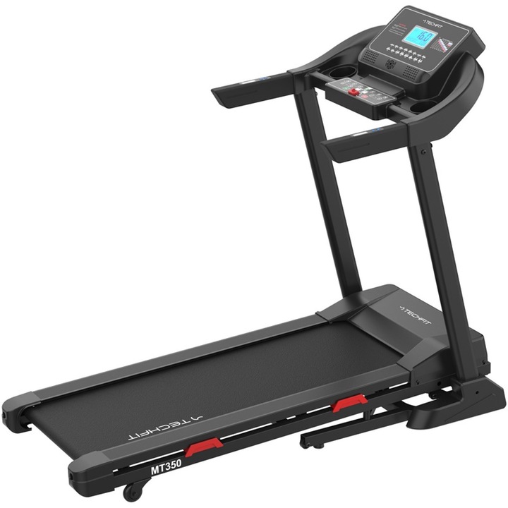 Бягаща пътека MT350N TECHFIT, EMC филтър, 15-степенно електрическо накланяне, Атенюация на удара и хидравлична система за сгъване, Максимална скорост 16 км/ч, Повърхност за бягане 120x 42 см, 16 програми