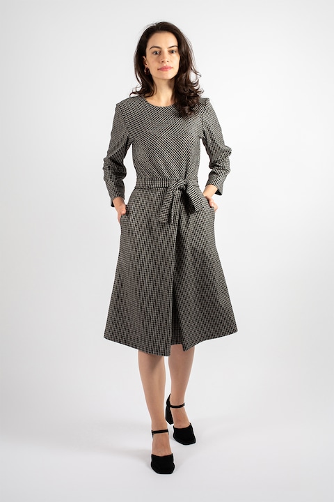 Couture de Marie, Rochie cu model Houndstooth Hannah, Negru/Gri