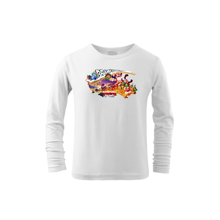 Bluza cu maneca lunga pentru copii, Brawl Stars Brawlidays, Alb