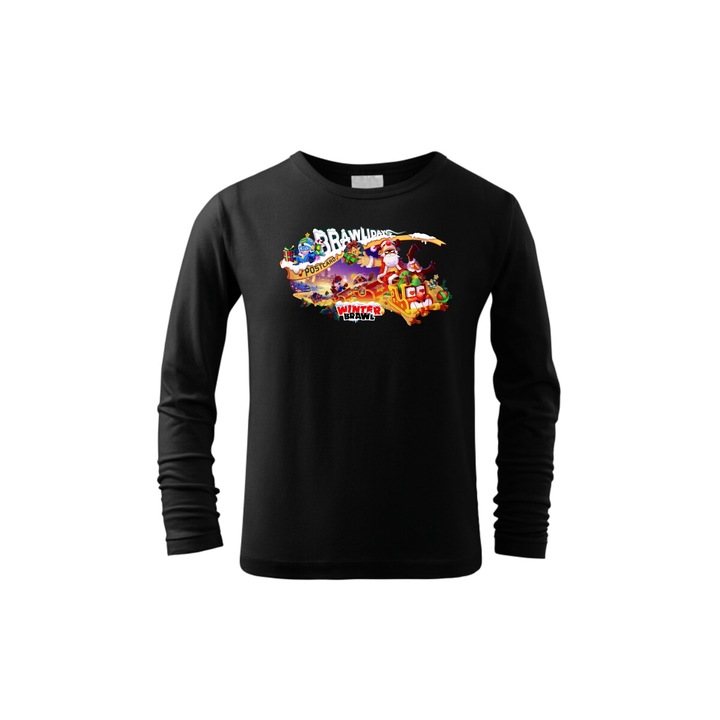 Bluza cu maneca lunga pentru copii, Brawl Stars Brawlidays, Negru