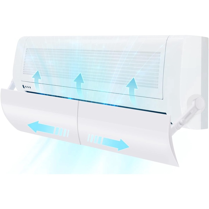 Deflector aer climatizare Morovan, telescopic, ajustabil 58x106.5cm, design scalabil, anti-vant, usor de instalat, Alb