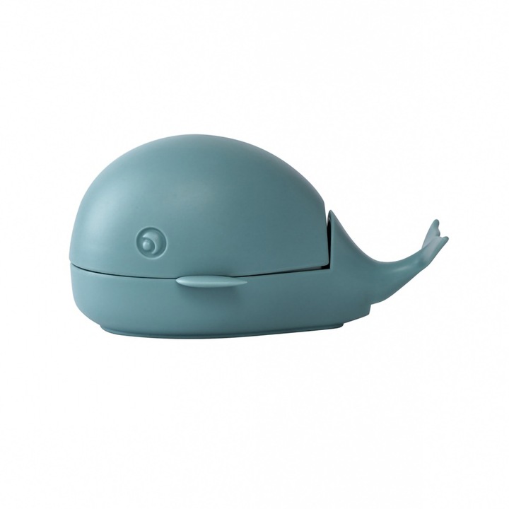 Perie de curatat haine Cozevdnt, forma de balena, bristles moi, portabila, albastra