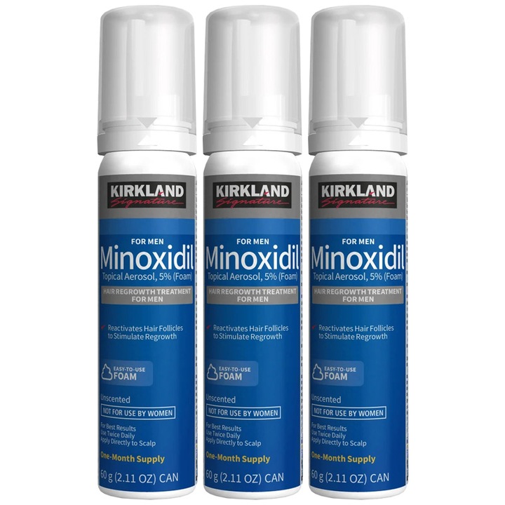 Kirkland 5%, Hajhab, Hajhullás ellen, Férfiaknak, Kezelés 3 hónap, 3x 60ml