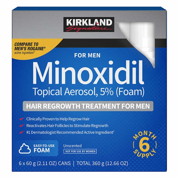 Kirkland Sigature 5%, Hajhab, Hajhullás ellen, Férfiaknak, Kezelés 6 hónap, 6x 60ml