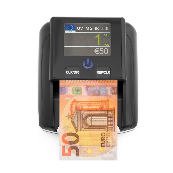 Детектор за фалшиви пари, ZENACASA, 100% проверка на банкноти, Съвместим с долари, лири стерлинги и евро, Преносим скенер, Компактен и лек, Черен