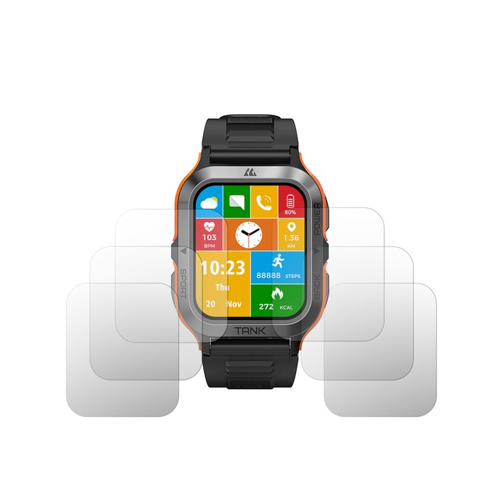 Set 6X Folie Protectie Ecran Folie24, pentru Kospet Tank M2, 3X Ultra-Clear + 3X Mate, Adezive, Flexibile cu Auto Regenerare