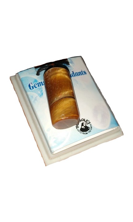 Pandantiv cilindric cu snur, din piatra ochi de tigru