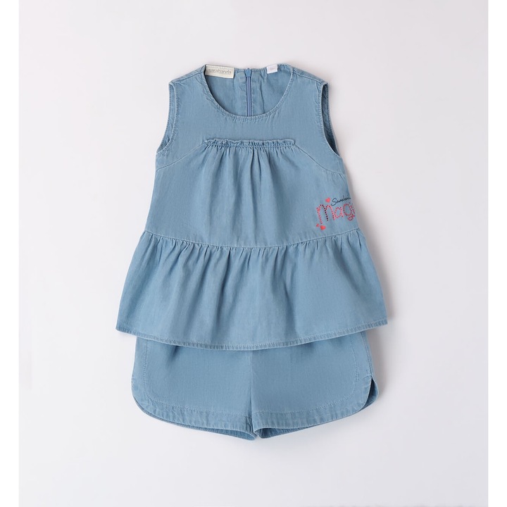 Compleu din denim bluza si pantaloni scurti pentru fete, Sarabanda, 0.8360