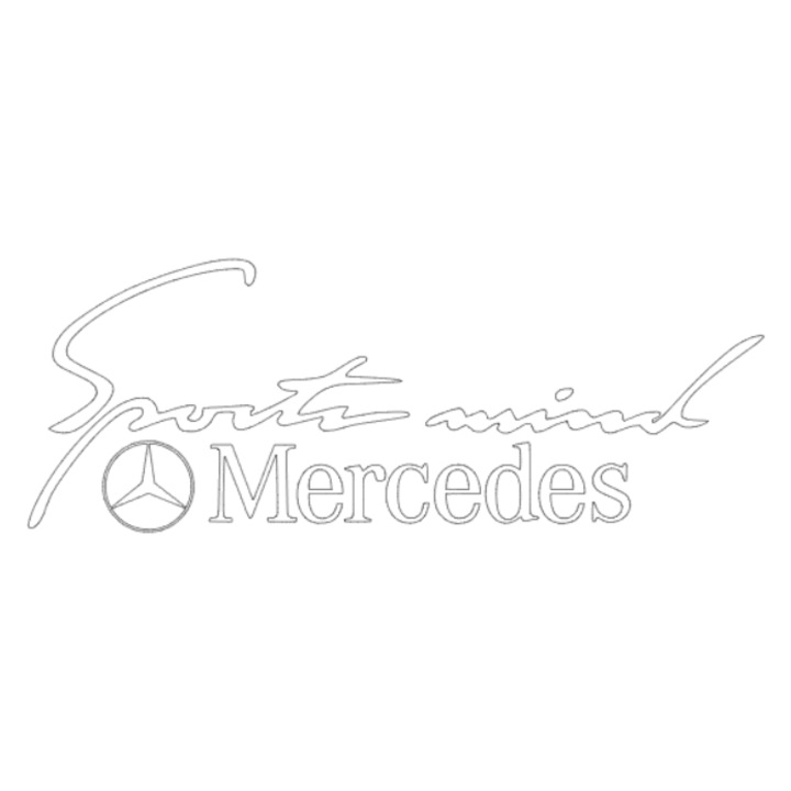 Sticker Auto Sports Mind Mercedes, Alb 20 x 8 cm