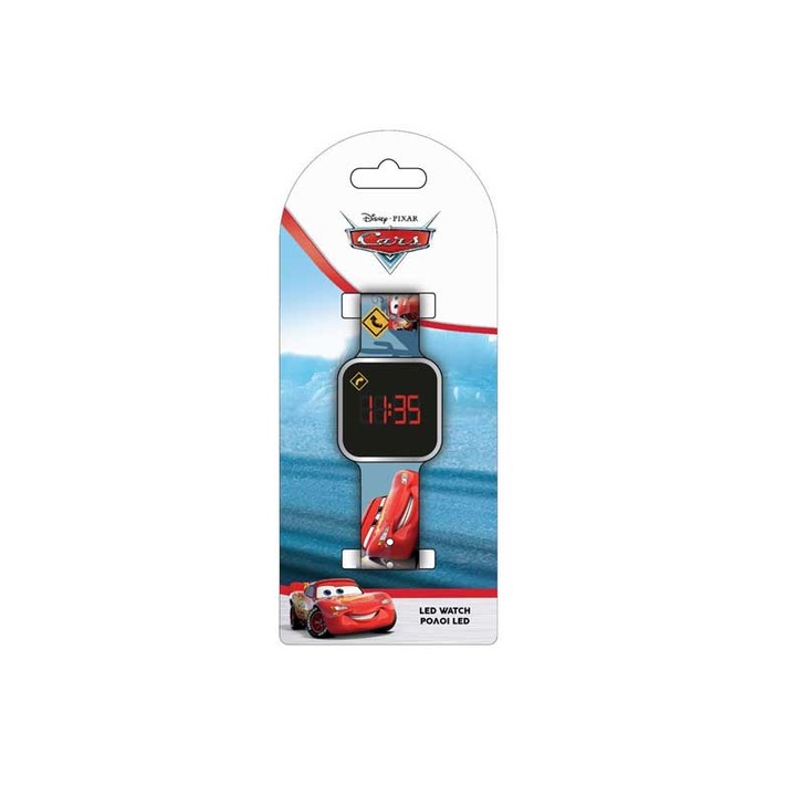 Ceas LED Disney Cars, silicon, multicolor, 10x10cm