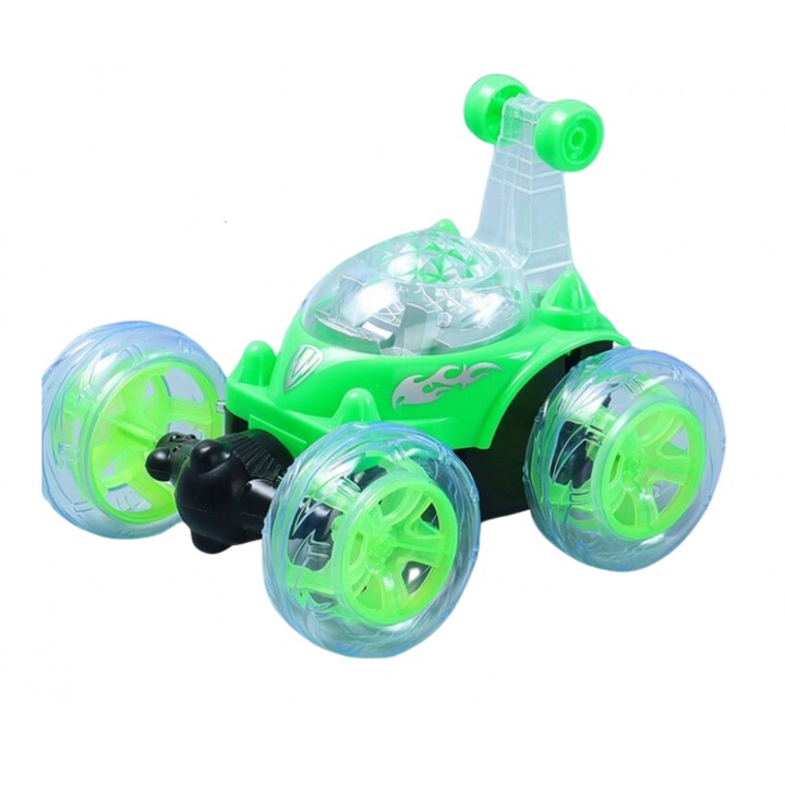 Masina cu telecomanda Twister, verde, 13x15x13cm, set cu telecomanda