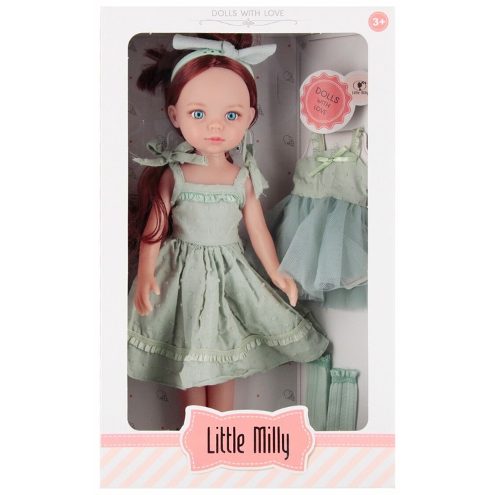 Papusa 35 cm cu accesorii, Mega Creative, bej, set