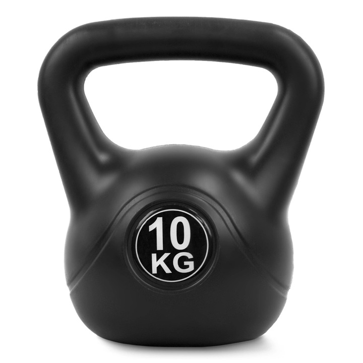 Дъмбел Kettlebell, 4FIZJO, 28 x 24 см, 10 кг, черен