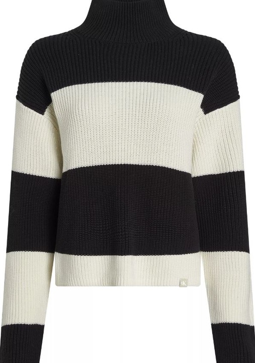 Magas gallérú pulóver Calvin Klein Jeans J20J224227 YBI, Bubac, fehér/fekete