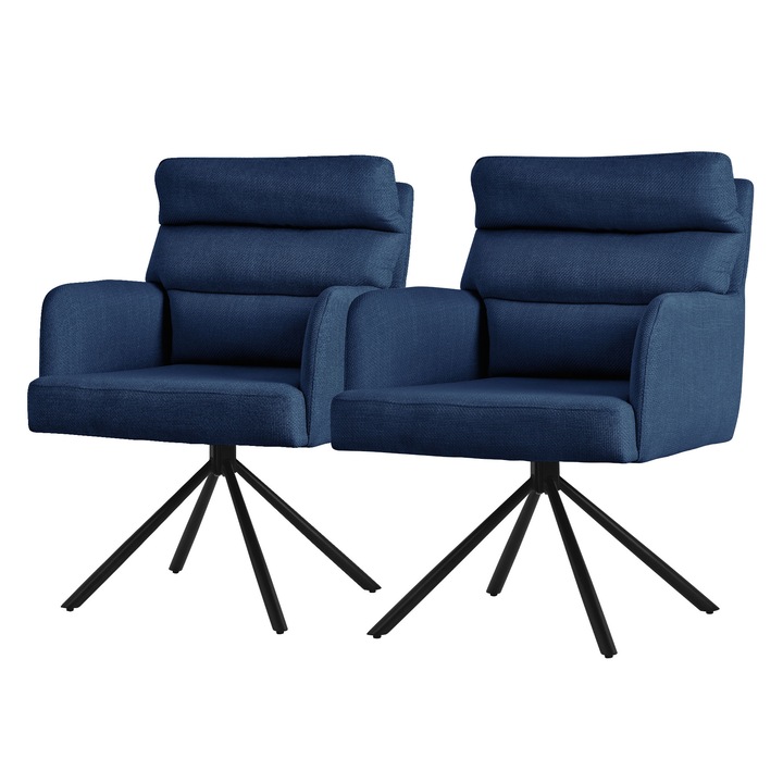 2db étkezőszék szett ML-Design, sötétkék 64,5x64x93cm, modern dizájn, könnyen összeszerelhető