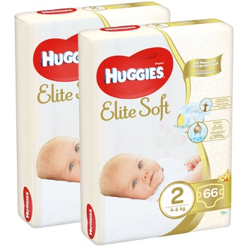 Scutece Huggies Elite Soft 2, 4-6 kg, 132 buc Scutece Huggies Elite Soft 2, 4-6 kg, 132 buc