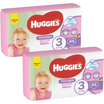 Scutece-chilotel Huggies Virtual Pack 3, Girl, 6-11 kg, 88 buc Scutece-chilotel Huggies Virtual Pack 3, Girl, 6-11 kg, 88 buc