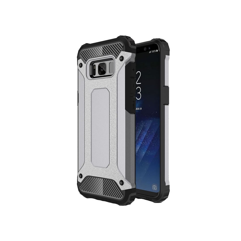 Carcasa Samsung Galaxy S8 Plus G955, Armor Guard Plastic + TPU Hybrid, Culoare Silver