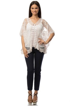 Bluza nude, ROH , din mesh gen fluture , M Bluza nude, ROH , din mesh gen fluture , M