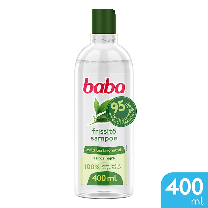 BABA Sampon, Organikus Zöld Tea Kivonattal, Zsíros Hajra, 400 ml