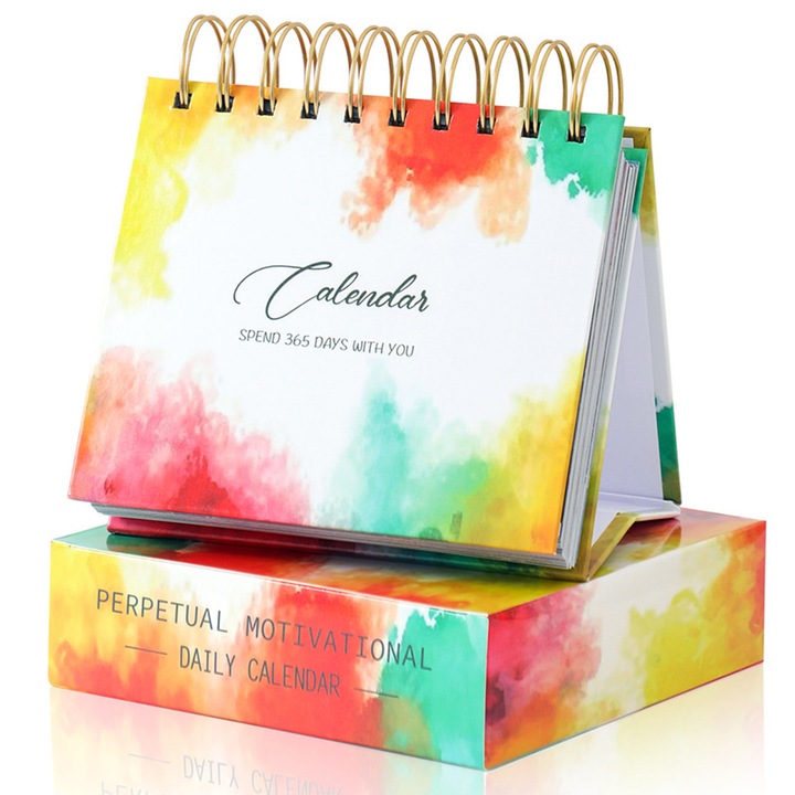 Calendar de birou Enforose, 365 zile, citate inspirationale, multicolor, 14x14x4cm