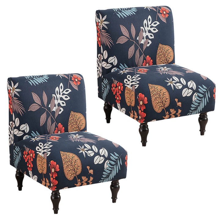 Калъфи за столове Enforose комплект от 2 броя за столове без подлакътници, принт, естествени влакна, интериор