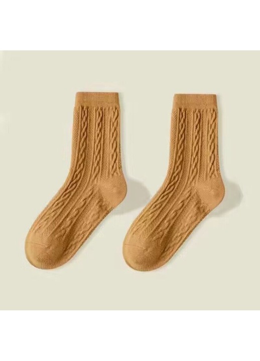 Sosete dama, portocalii, marime One Size INTL, textura imitatie lana, confortabile, anti-odor