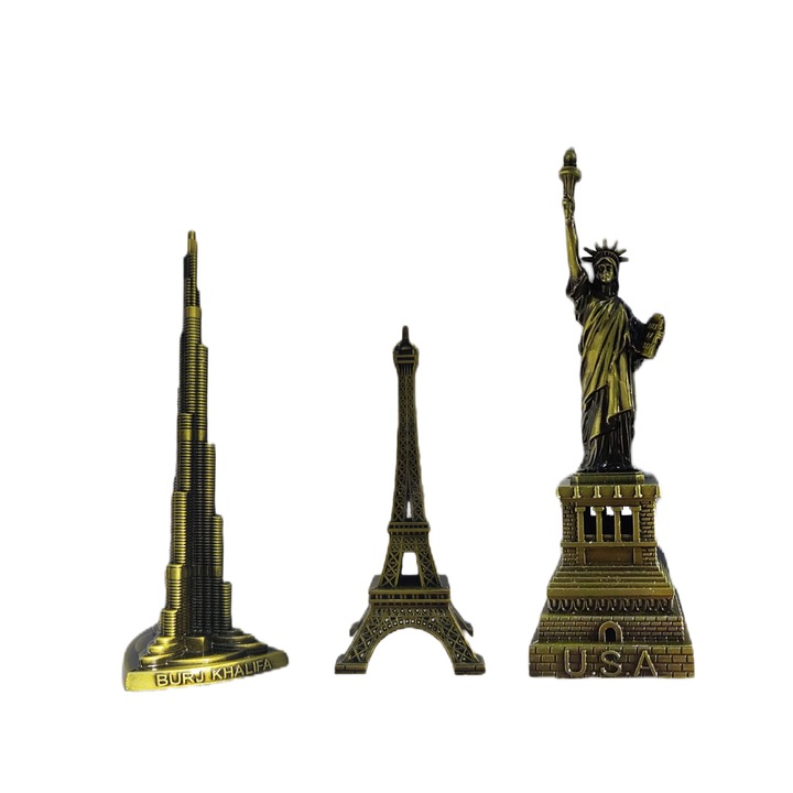 Set 3 statuete metalice - replici arhitecturale