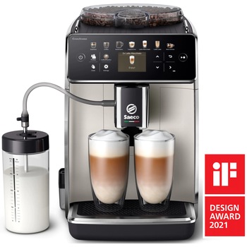 Espressor automat Saeco GranAroma SM6582/30, sistem de lapte Latte Duo, 16 bauturi, ecran TFT color, 6 profiluri utilizator, filtru AquaClean, rasnita ceramica, functie DoubleShot, Crem metalic Espressor automat Saeco GranAroma SM6582/30, sistem de lapte Latte Duo, 16 bauturi, ecran TFT color, 6 profiluri utilizator, filtru AquaClean, rasnita ceramica, functie DoubleShot, Crem metalic
