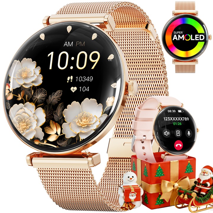 Смарт Часовник Hwagol, модел v92, 1,43 инча екран, управление на здравето на жените, Bluetooth разговори, крачкомер, смарт известия, фитнес тракер