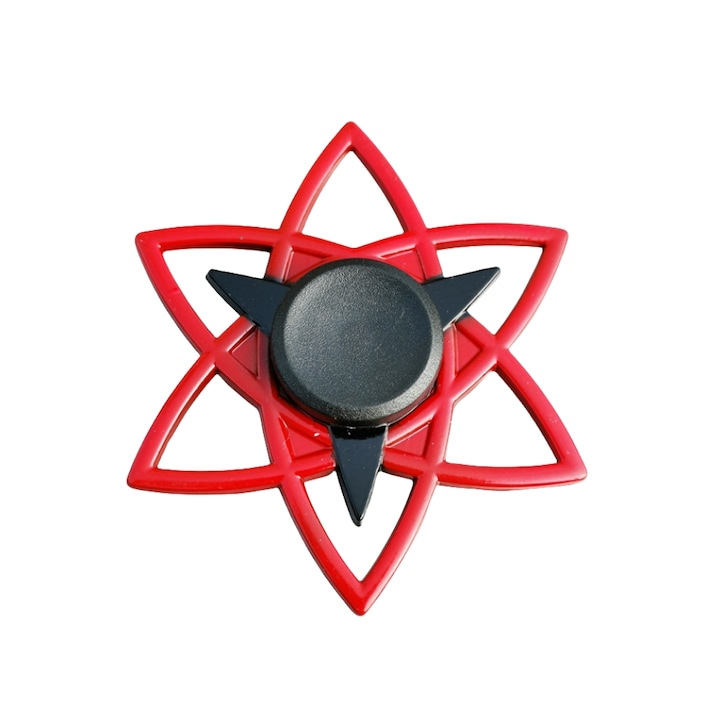 Set jucarii interactive, fidget spinner, antistres, negru/rosu, 6.5x6.5x1.5cm