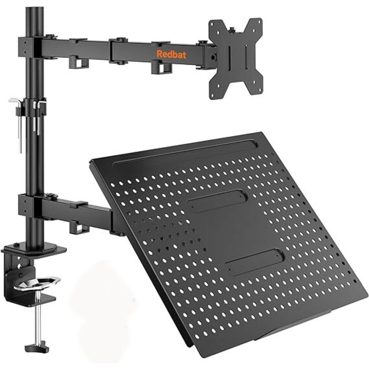 Suport 2in1 pentru monitor si laptop, pentru ecran LCD LED 13-32inch, reglabil, VESA 75/100, negru