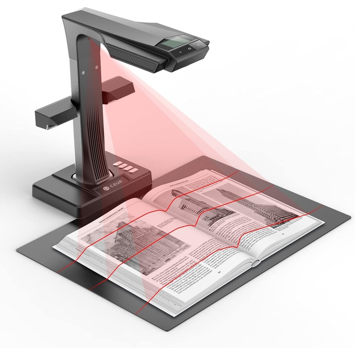 Скенер за документи CZUR ET24 Pro, 24MP, A3, HDMI поддръжка, OCR 180+ езика, черно-сив