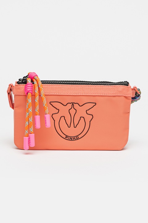 Pinko, Текстилна чанта през рамо с лого, Розова сьомга