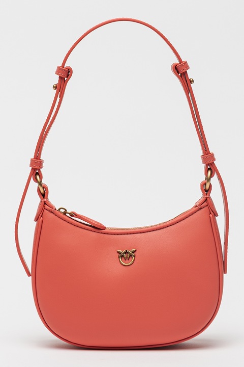 Pinko, Кожена чанта за рамо Half Moon, Корал
