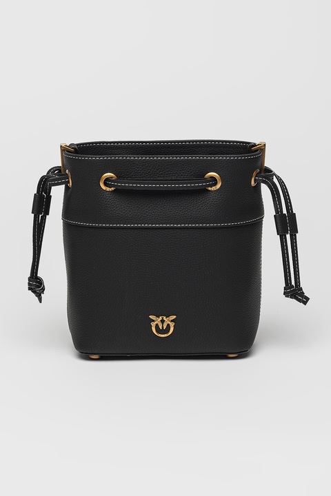 Pinko, Sechhiello bőr húzózsinóros táska, Fekete, Törtfehér