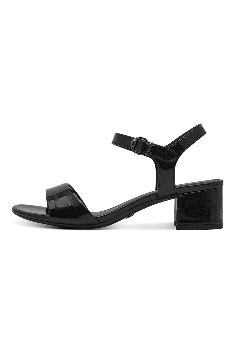 Tamaris, Sandale din piele ecologica cu toc masiv, Negru, 39