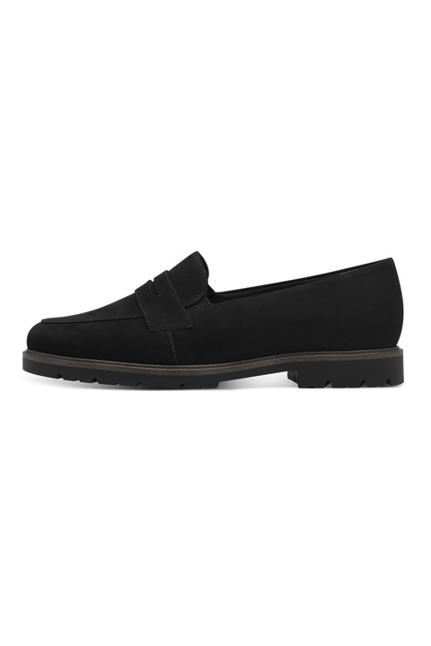 Tamaris, Pantofi loafer de piele, Negru