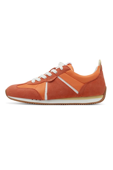 Tamaris, Pantofi sport low-cut cu garnituri de piele intoarsa, Portocaliu stins/Portocaliu mandarina/Alb optic