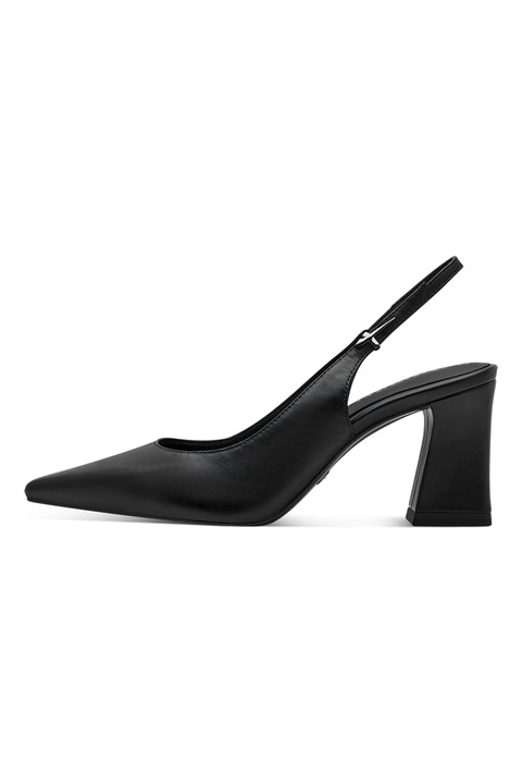 Tamaris, Pantofi de piele cu varf ascutit, Negru