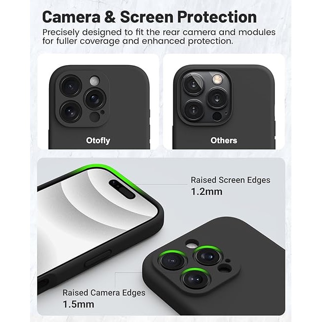 Husa pentru iphone 15 Pro, MingZhi®, Husa din silicon lichid, Husa pentru tot corpul, Pachet complet pentru lentile, Rezistent la socuri, Husa de telefon ultra subtire, Captuseala din microfibra moale rezistenta la zgarieturi, negru