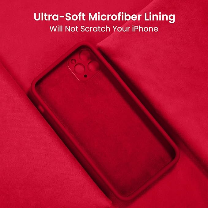 Husa pentru iphone 15 ProMax, MingZhi®, Husa din silicon lichid, Husa pentru tot corpul, Pachet complet pentru lentile, Rezistent la socuri, Husa de telefon ultra subtire, Captuseala din microfibra moale rezistenta la zgarieturi, rosu