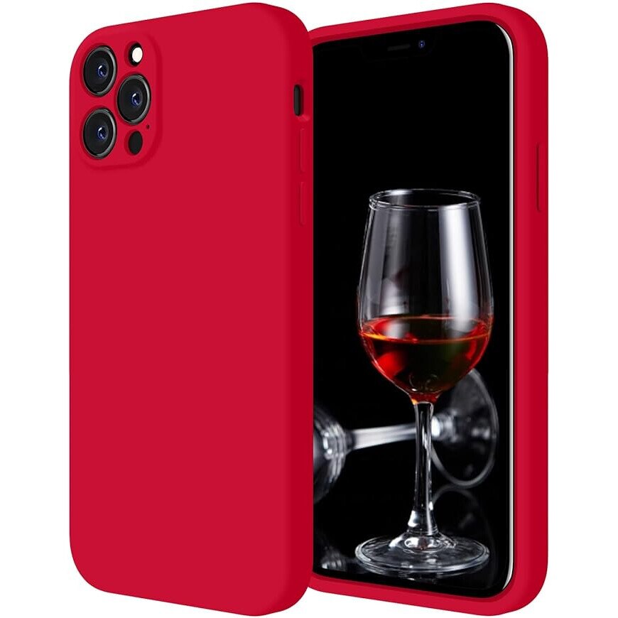 Husa pentru iphone 15 ProMax, MingZhi®, Husa din silicon lichid, Husa pentru tot corpul, Pachet complet pentru lentile, Rezistent la socuri, Husa de telefon ultra subtire, Captuseala din microfibra moale rezistenta la zgarieturi, rosu