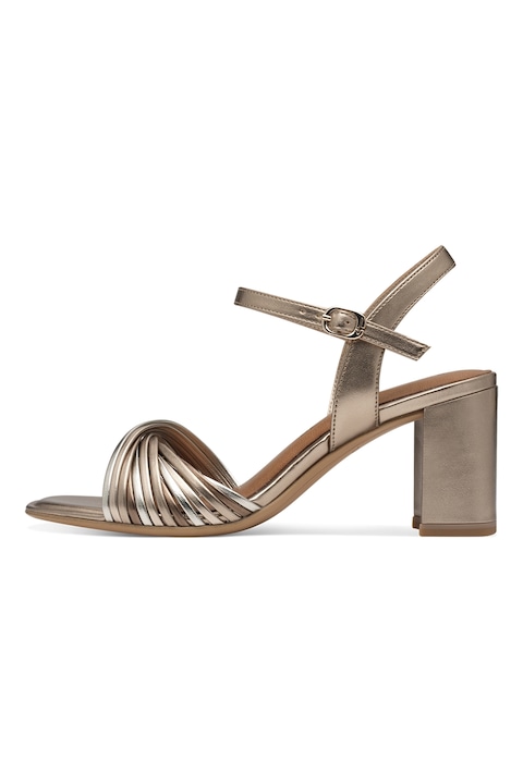 Tamaris, Sandale de piele ecologica cu toc masiv, Bronz