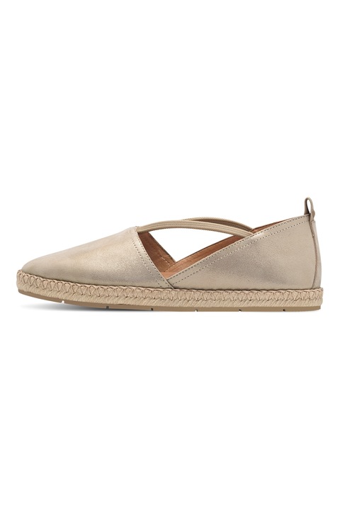 Tamaris, Lekerekített orrú bőr espadrilles, Drapp